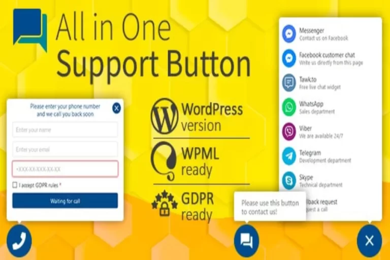 Free Download All in One Support Button v2.2.7 + Callback Request. WhatsApp, Messenger, Telegram, LiveChat and more…