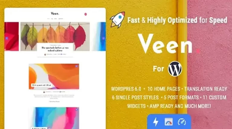 Free Download Veen Theme V2.6.0 – Minimal Lightweight AMP Blog for WordPress Latest Version [Activated]