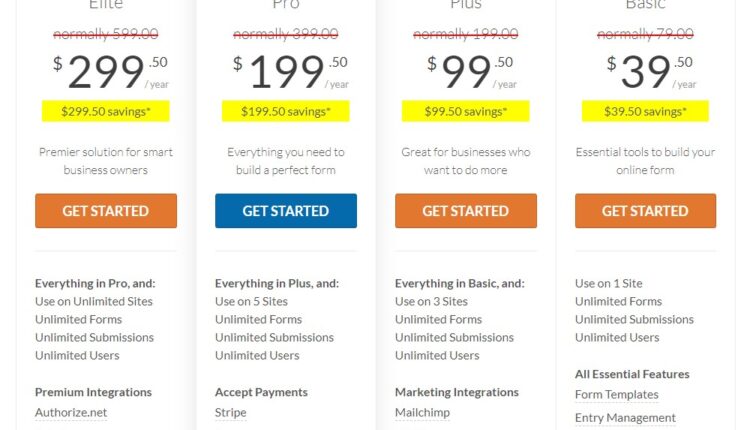 wpforms pro pricing