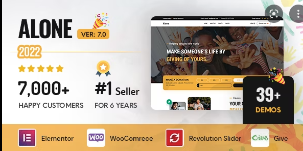 Alone v7.6.3 – Charity Multipurpose Non-profit WordPress Theme Free Download