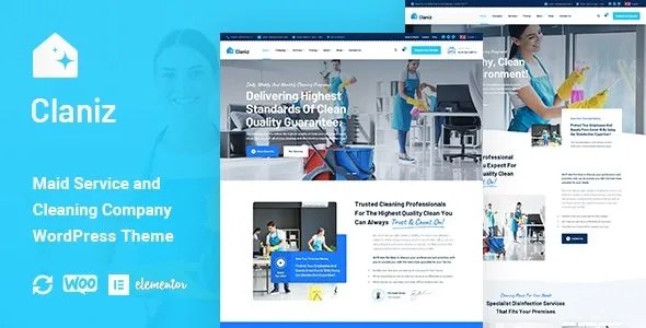 Claniz (v1.0.3) Cleaning Services WordPress Theme Free Download