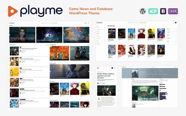 PLAYME (v1.0.8) Game News and Database WordPress Theme Free Download