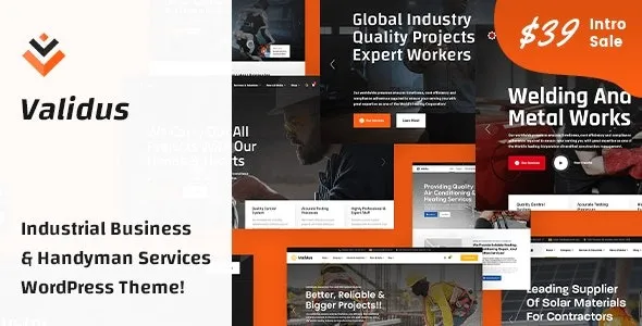 Validus (v1.0) Industrial Business & Handyman Services WordPress Theme Free Download