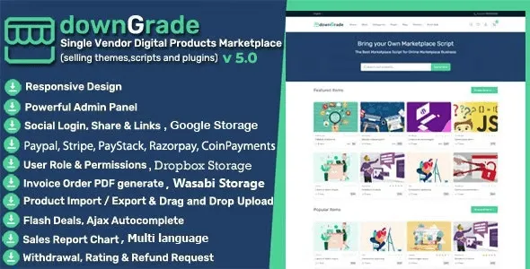 downGrade (v5.9) Single Vendor Digital Products Marketplace Free Download