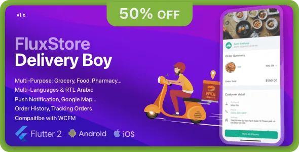 FluxStore Delivery Boy (v3.13.6) Flutter App for Woocommerce Free Download
