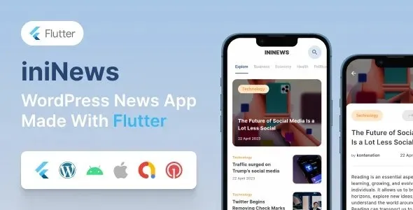 (19 June 2023) iniNews Flutter Mobile App For WordPress Free Download