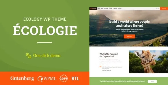 Ecologie (v1.1.1) Environmental NGO & Ecology WordPress Theme Free Download