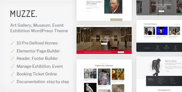 Muzze (v1.5.9) Museum Art Gallery Exhibition WordPress Theme Free Download