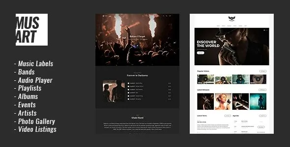 Musart (v1.1.4) Music Label and Artists WordPress Theme Free Download