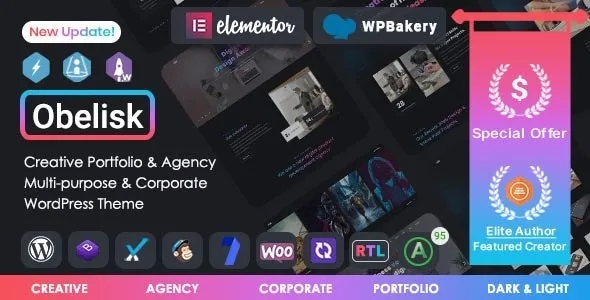 Obelisk (v1.8.0) Agency Portfolio & Creative WordPress Theme Free Download