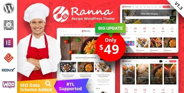 NFixed Ranna (v1.4.14) Food & Recipe WordPress Theme + RTL Free Download